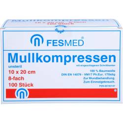 Mullkompressen Es 10x20 cm unsteril 8fach 100 St