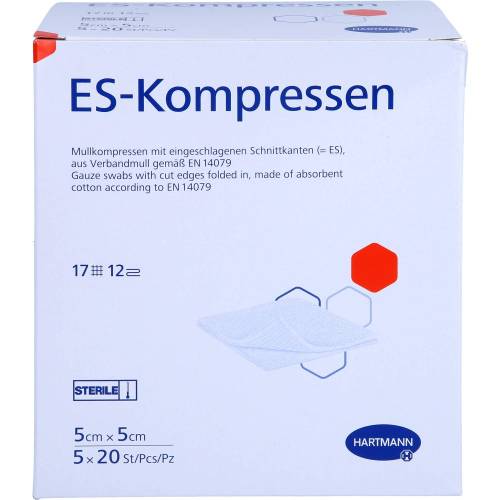 Es-Kompressen steril 5x5 cm 12fach Großpackung 100 St