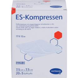 Es-Kompressen steril 7,5x7,5 cm 12fach Großpackung 100 St