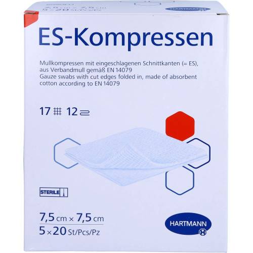 Es-Kompressen steril 7,5x7,5 cm 12fach Großpackung 100 St