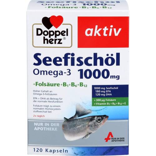 Doppelherz Seefischöl Omega-3 1.000 mg+Fols.Kaps. 120 St