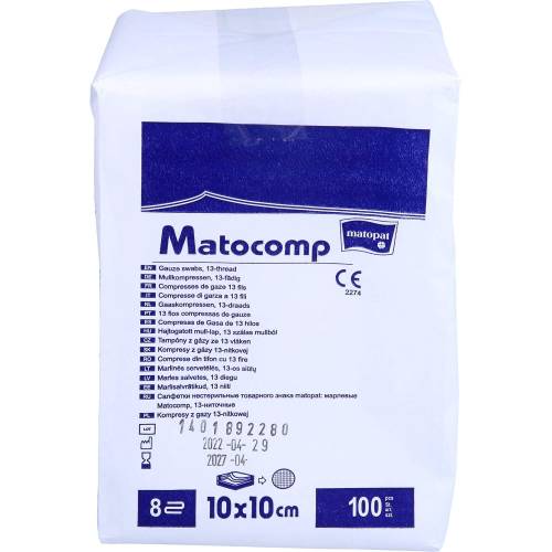 Mullkompressen 10x10 cm unst.8fach 13fäd. 100 St