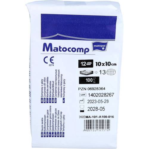 Mullkompressen 10x10 cm unst.12fach 13fäd. 100 St