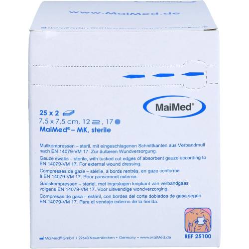 Mullkompressen 7,5x7,5 cm steril 12fach 50 St