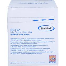 Mullkompressen 7,5x7,5 cm steril 12fach 50 St