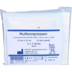 Mullkompressen 10x10 cm steril 12fach Bw 10 St