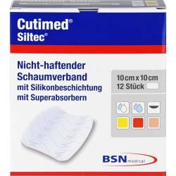 Cutimed Siltec Schaumverb.10x10 cm nicht haftend 12 St
