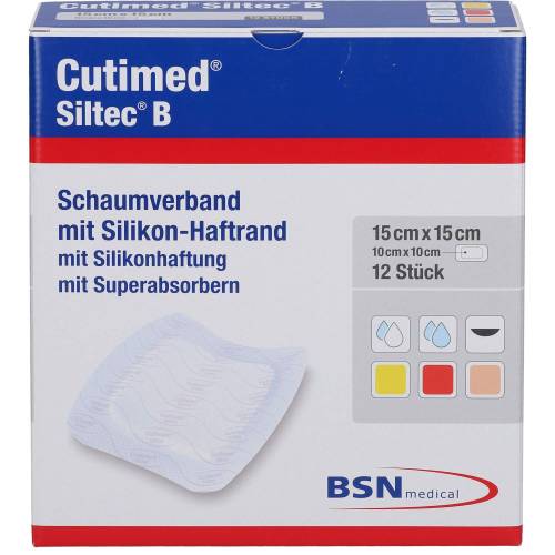 Cutimed Siltec B Schaumverb.15x15 cm m.Haftr. 12 St