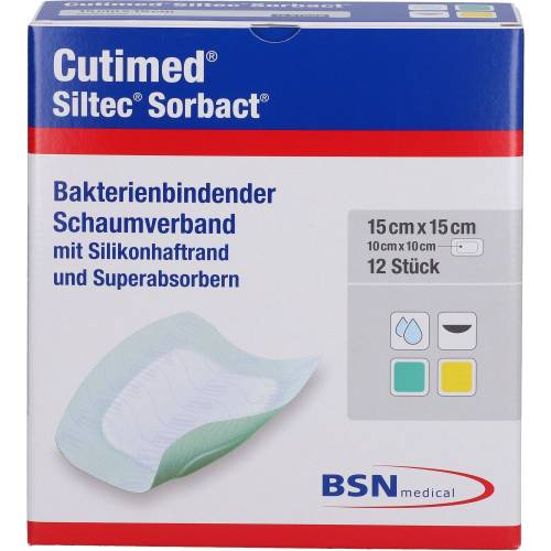 Cutimed Siltec Sorbact B Pu-Verb.15x15cm 12 St