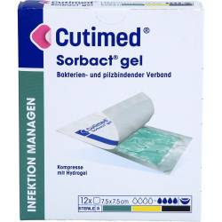 Cutimed Sorbact Gel Kompressen 7,5x7,5 cm 12 St