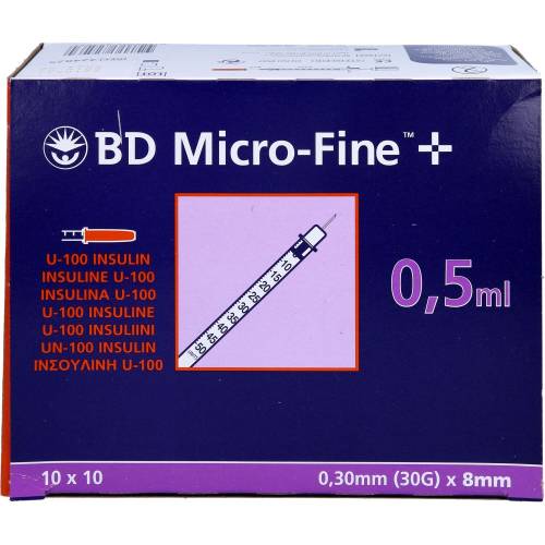 Bd Micro-Fine+ Insulinspr.0,5 ml U100 8 mm 50 ml