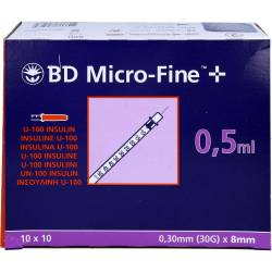 Bd Micro-Fine+ Insulinspr.0,5 ml U100 8 mm 50 ml