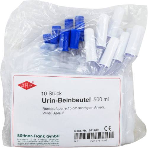 Urin Beinbeutel 500 ml Rückl.Sp.m.Abl.schräg 10 St