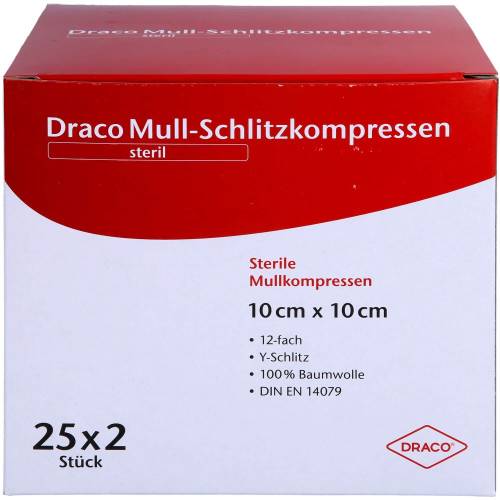 Schlitzkompressen Mull 10x10 cm steril 12fach 50 St