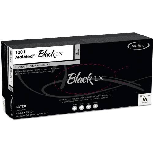Black Lx Pf Unt.Handsch.unsteril Latex Gr.M 100 St