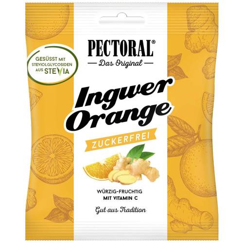 Pectoral Ingwer Orange Bonbons zuckerfrei 60 g