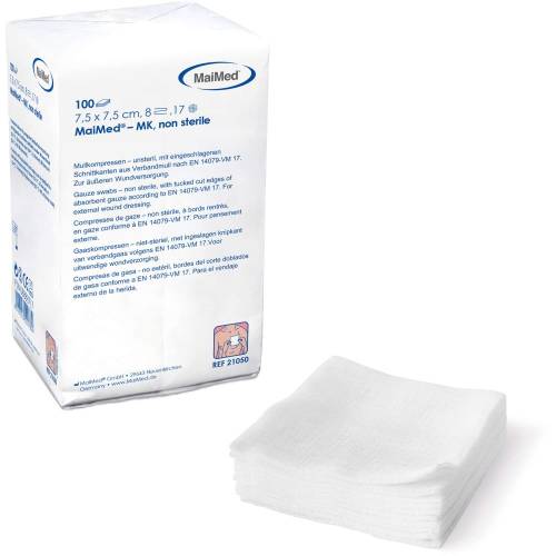 Mullkompressen 7,5x7,5 cm unsteril 8fach 100 St