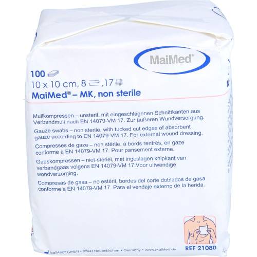 Mullkompressen 10x10 cm unsteril 8fach 100 St