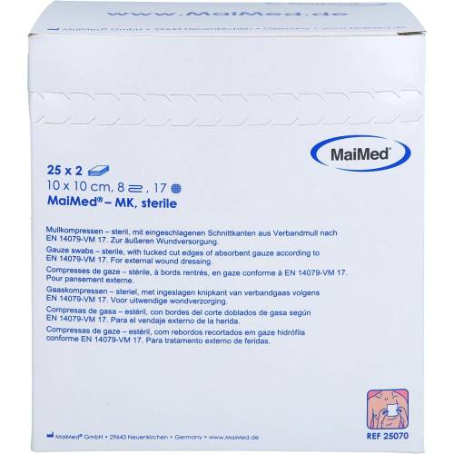 Mullkompressen 10x10 cm steril 8fach 50 St