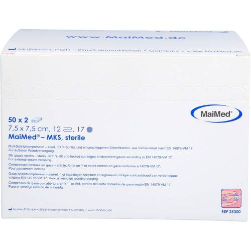 Schlitzkompressen 7,5x7,5 cm steril 12fach 100 St