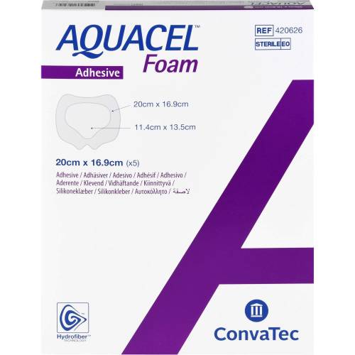 Aquacel Foam adhäsiv Sakral 16,9x20 cm Verband 5 St