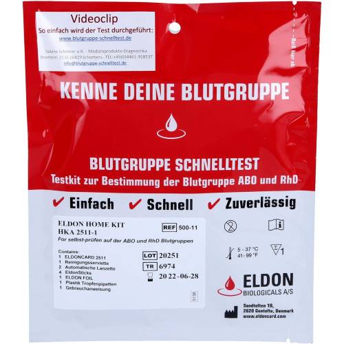 Blutgruppe Schnelltest Eldon Home-Kit Hka 2511-1 1 St
