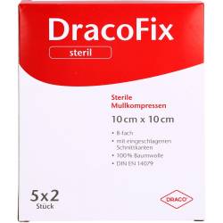 Dracofix Peel Kompressen 10x10 cm steril 8fach 10 St