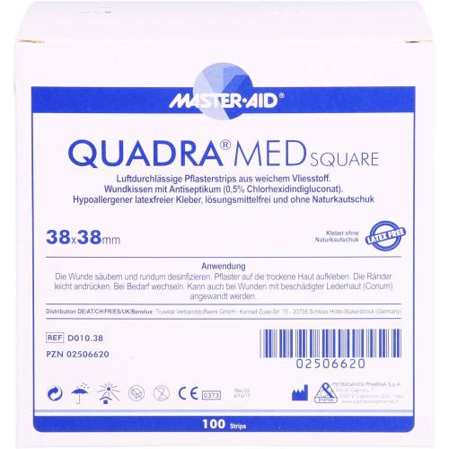 Quadra Med quadratisch 38x38 mm Streifen Master Aid 100 St