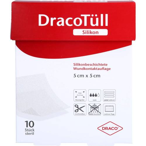 Dracotüll Silik.5x5cm silikonbesch.Wundkont.Aufl. 10 St