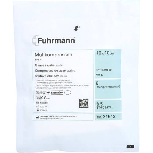 Mullkompressen Set 10x10 cm steril 8fach 100 St