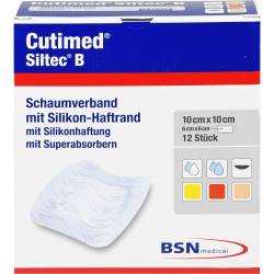 Cutimed Siltec B Schaumverb.10x10 cm m.Haftr. 12 St