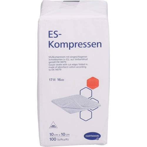 Es-Kompressen unsteril 10x10 cm 16fach 100 St