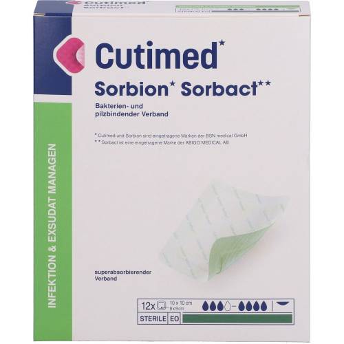 Cutimed Sorbion Sorbact Wundauflage 10x10 cm 12 St