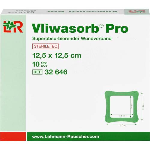 Vliwasorb Pro superabsorb.Komp.steril 12,5x12,5 cm 10 St