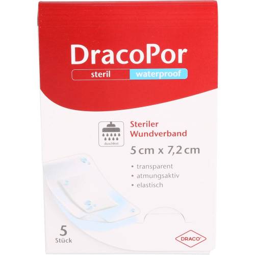 Dracopor waterproof Wundverband 5x7,2 cm steril 5 St