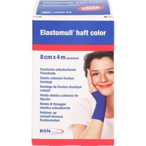 Elastomull haft color 8 cmx4 m Fixierb.blau 1 St