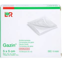 Gazin Mullkomp.5x5 cm steril 8fach 10 St