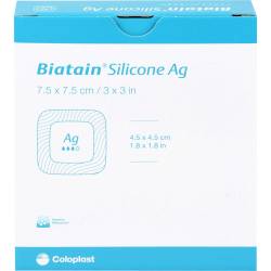 Biatain Silicone Ag Schaumverband 7,5x7,5 cm 5 St