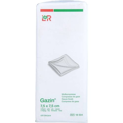 Gazin Mullkomp.7,5x7,5 cm unsteril 12fach Op 100 St