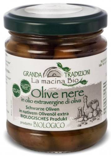 Masline negre in ulei de masline, eco-bio, 180 g, La Macina Bio