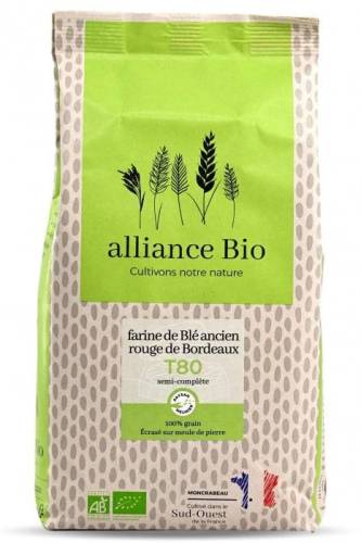 Faina de grau antic T80, selectie Rouge de Bordeaux, eco-bio, 1000 g, Alliance Bio