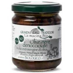 Masline negre fara samburi, in ulei de masline, eco-bio, 170 g, La Macina Bio