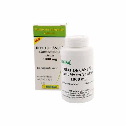 Ulei de Canepa - Cannabis sativa oleum  1000 mg 40 Cps