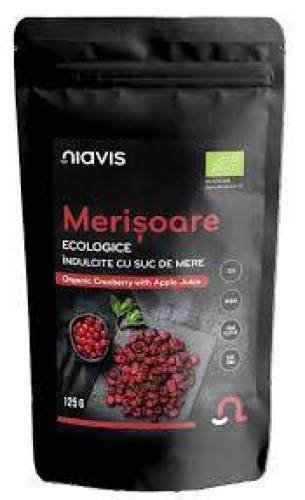 Merisoare indulcite cu suc de mere, eco-bio, 125 g, Niavis