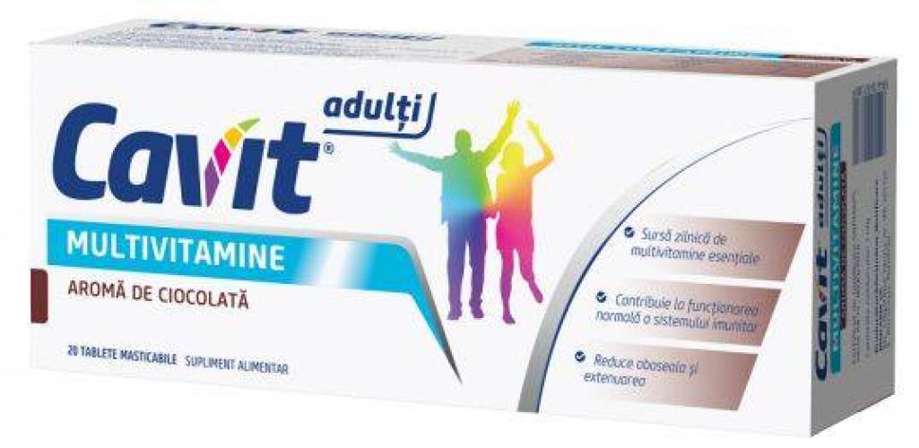 CAVIT ADULTI MULTIVITAMINE CU AROMA DE CIOCOLATA 20 tablete masticabile - BIOFARM