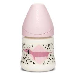 Biberon cu debit lent, catelus roz, Fusion, 150 ml, Suavinex
