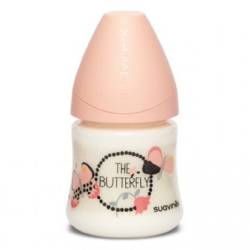 Biberon cu debit lent, fluture portocaliu, Fusion, 150 ml, Suavinex