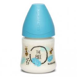 Biberon cu debit lent, albinuta albastra, Fusion, 150 ml, Suavinex