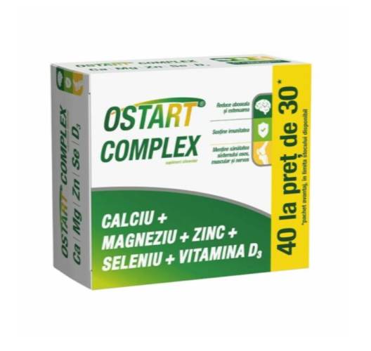 Ostart complex Ca + Mg + Zn + Se + D3 40 comprimate