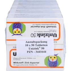 Unizink 50 magensaftresistente Tabletten 500 St